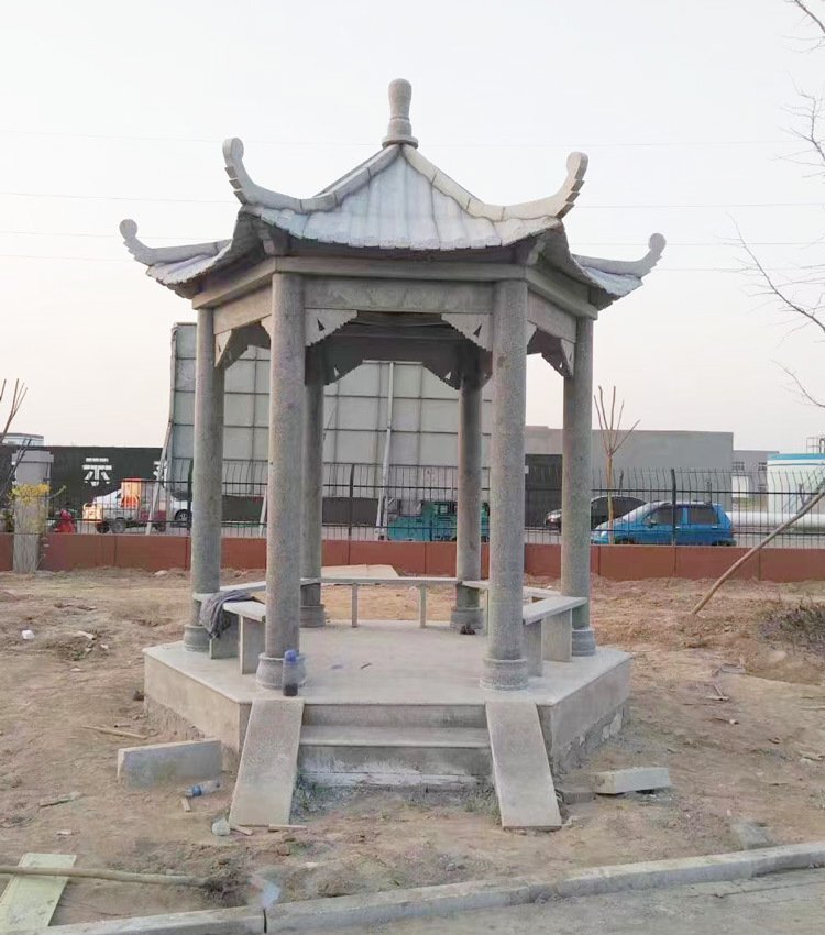 別墅園林六角石亭子 別墅園林六角石亭子